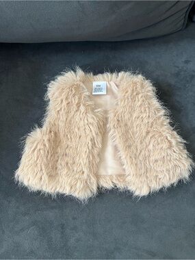 Faux Fur Baby Vest in Light Beige - Kids Jackets & Coats